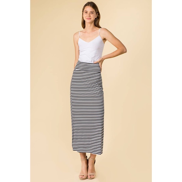Basic Stripe Casual Maxi Skirt - Picture 4 of 6